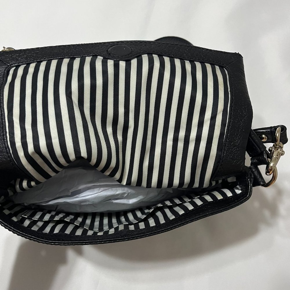 Kate Spade Black Mini Carmen Southport Avenue Leather Fold-Over Crossbody Bag - Picture 3 of 4